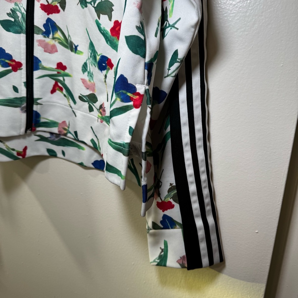 Adidas Originals Floral Track Jacket | Cropped Zip-Up | Size L - Picture 9 of 13